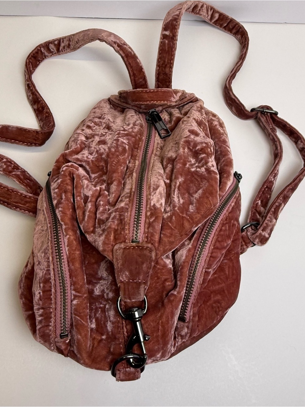 REBECCA MINKOFF MEDIUM VELVET JULIAN PINK BACKPACK $245 Travel Organizer Purse - Picture 10 of 14